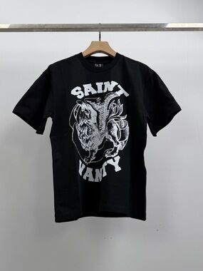 Saint Vanity Black Graphic Tee - Men's Crew Neck Shirt